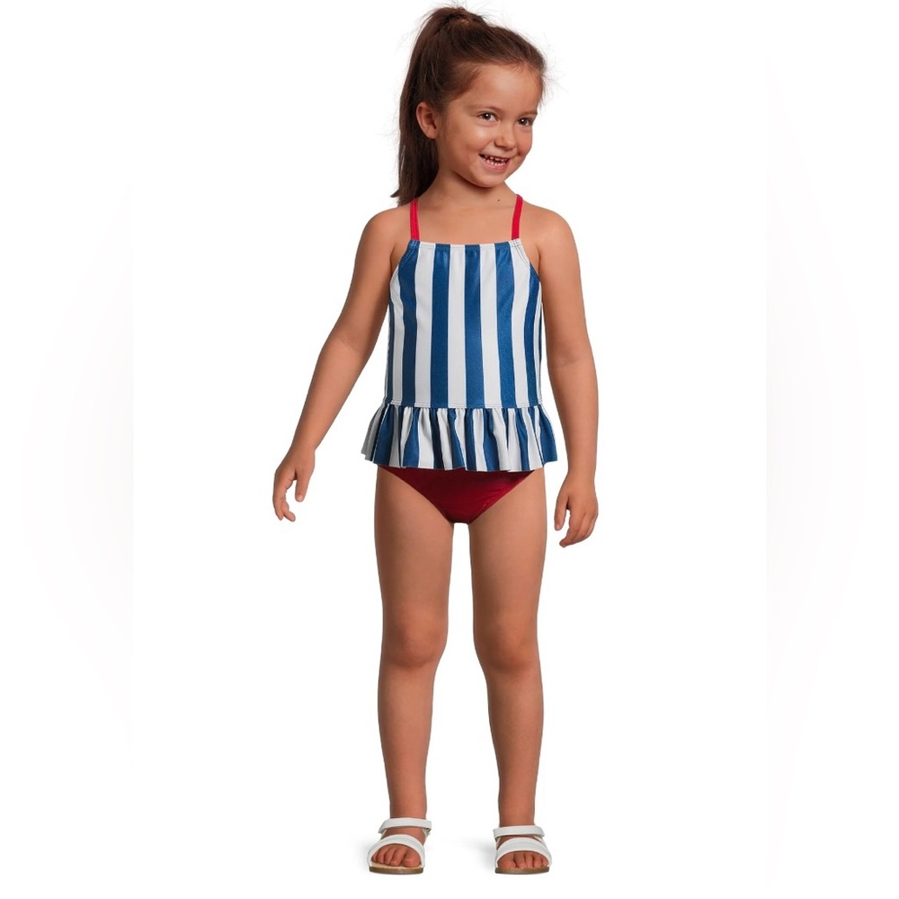 Wonder Nation Toddler Girl Cross-Back Tankini Swimsuit, blue/ Size: 18 months